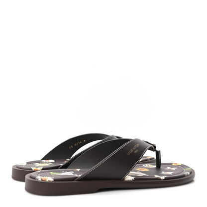 Louis Vuitton Supple Calfskin Men's LV Sunset Thong Sandals 8 Marron