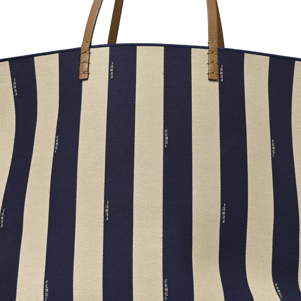 Fendi Pequin Vitello Reversible Large Shopping Tote Midnight Blue