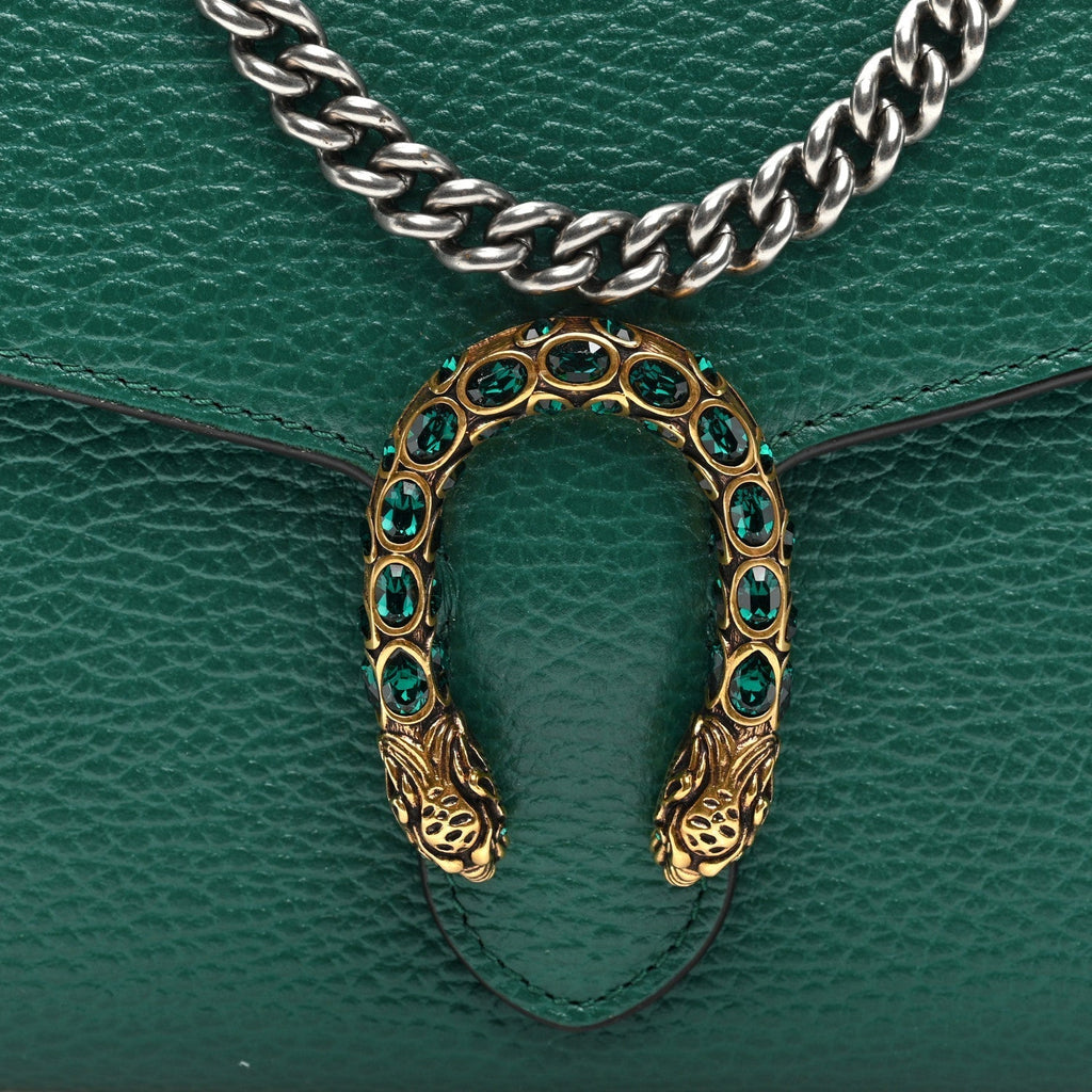 Gucci Calfskin Mini Dionysus Chain Wallet Emerald