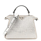 Fendi Crystal Vitello Laminato FF Petite Peekaboo I SEE U Satchel Bag Crystal Argento