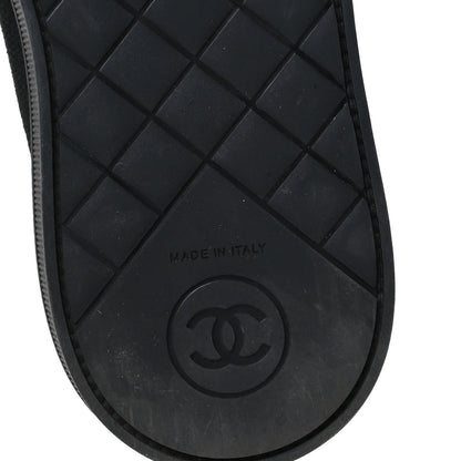 Chanel Stretch Fabric Grosgrain Women's Pearl Cap Toe CC Loafers 35.5 Black