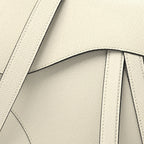 Christian Dior Grained Calfskin Saddle Bag With Strap Latte