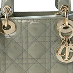 Christian Dior Patent Cannage Mini Lady Dior Grey Stone
