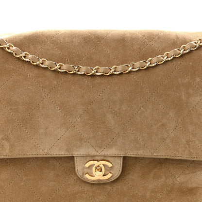 Maxi Calfskin Suede Flap Shoulder Bag