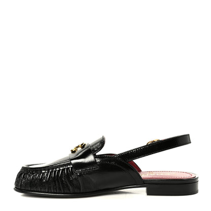 Chanel Crumpled Shiny Lambskin Women's CC Slingback Mocassin 38.5 Black