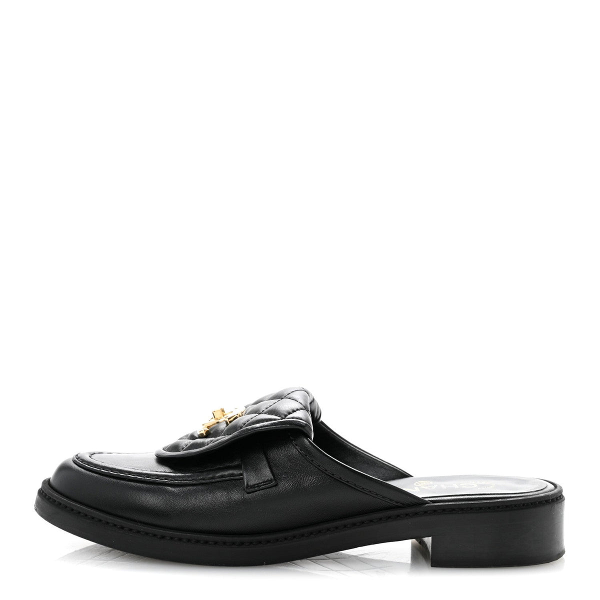 Lambskin Quilted CC Turnlock Mules Black