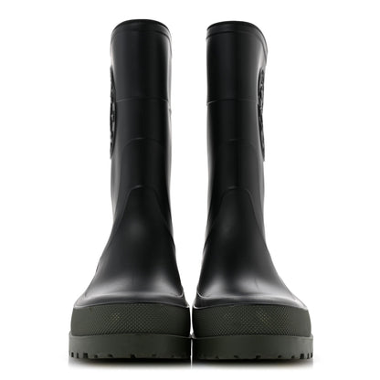 Christian Dior Rubber Women's Diorunion Rain Boots 38 Black Military