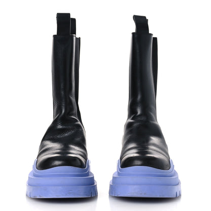 Bottega Veneta Calfskin Women's The Tire Chelsea Boots 40 Black Periwinkle
