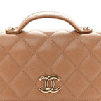 Chanel Caviar Quilted Business Affinity Clutch Dark Beige