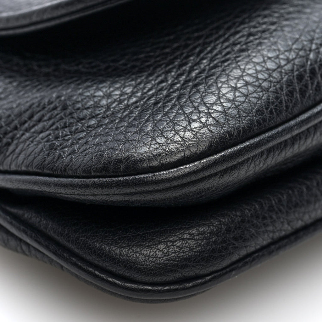 Gucci Pebbled Calfskin Small 1973 Chain Shoulder Bag Black