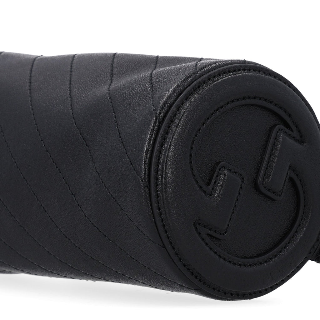 Gucci Calfskin Mini Blondie Barrel Shoulder Bag Black