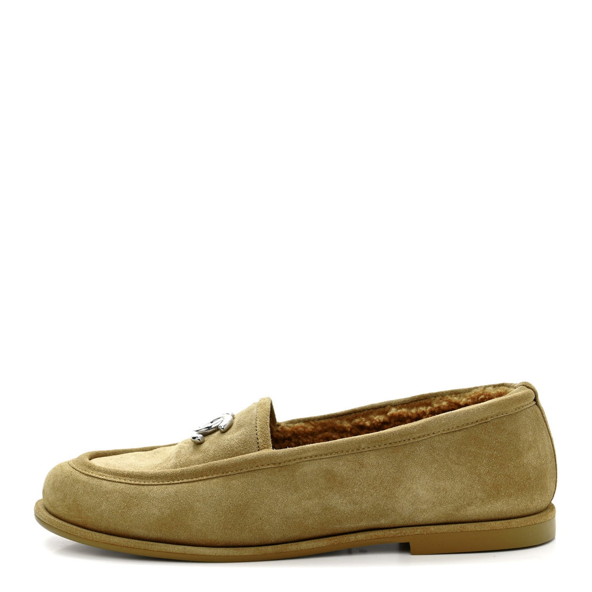 Suede Calfskin CC Loafers Dark Beige