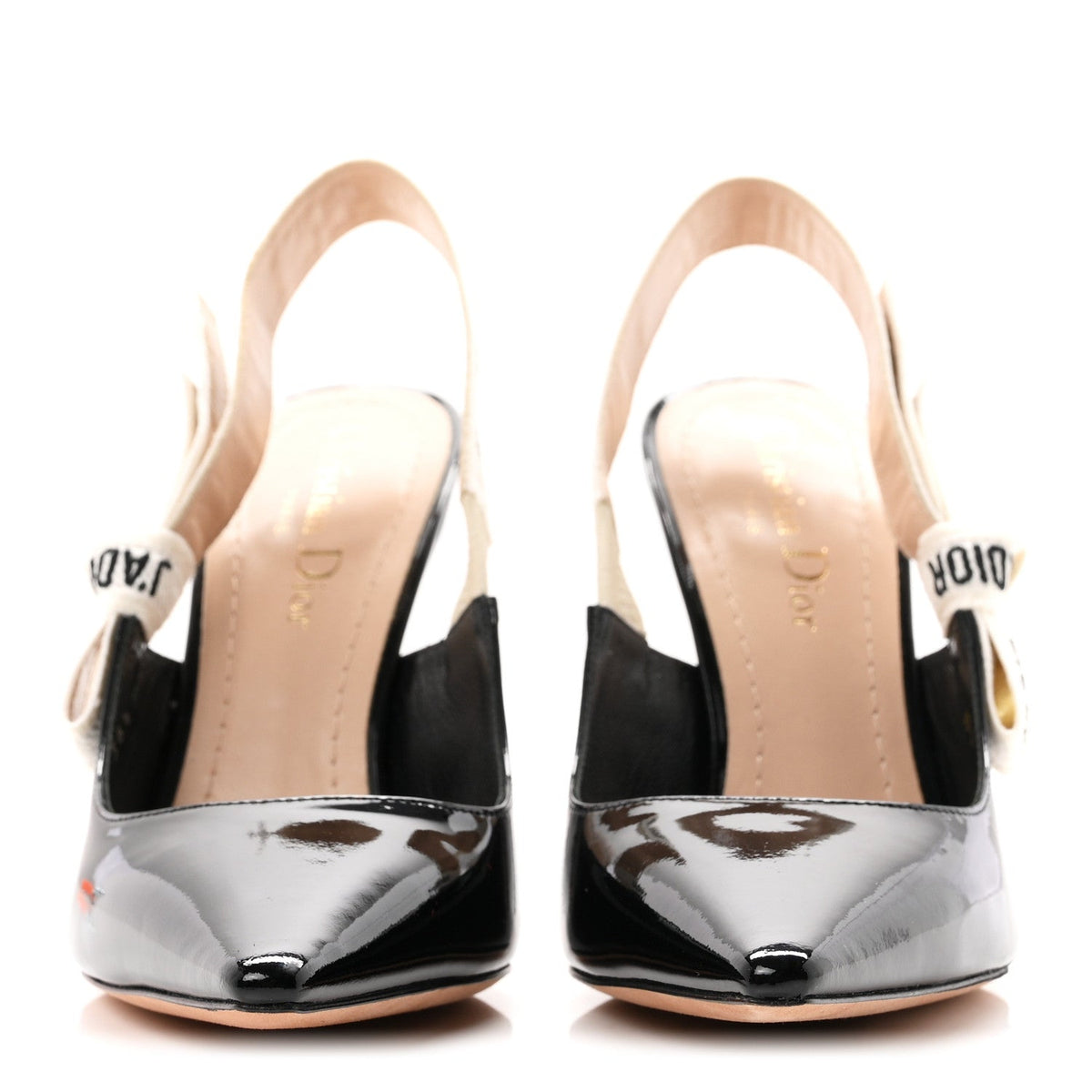 Christian Dior Patent Ribbon Women's J'Adior 100mm Slingback Pumps 36.5 Black