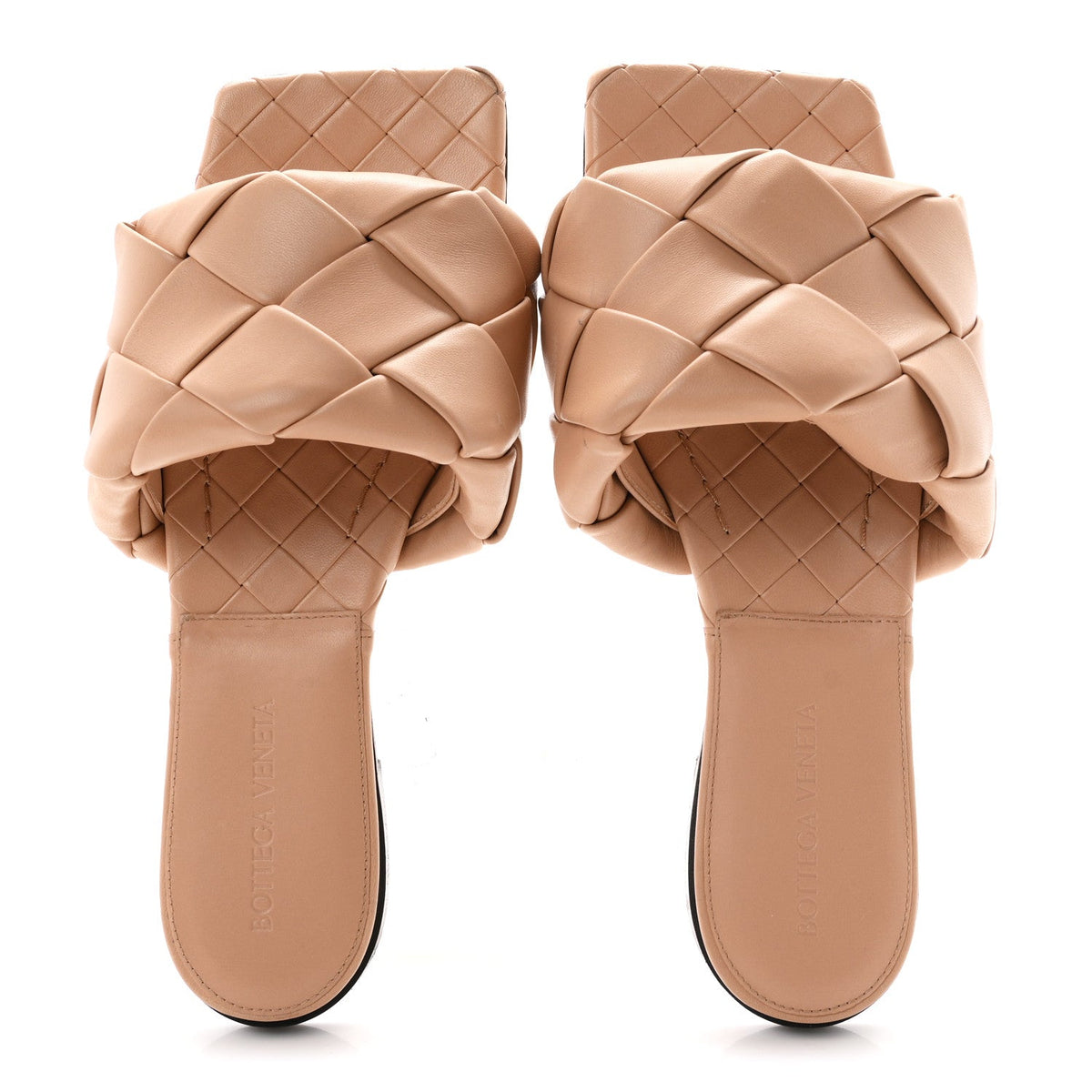 Bottega Veneta Nappa Maxi Intrecciato Lido Women's Flat Sandals Tan
