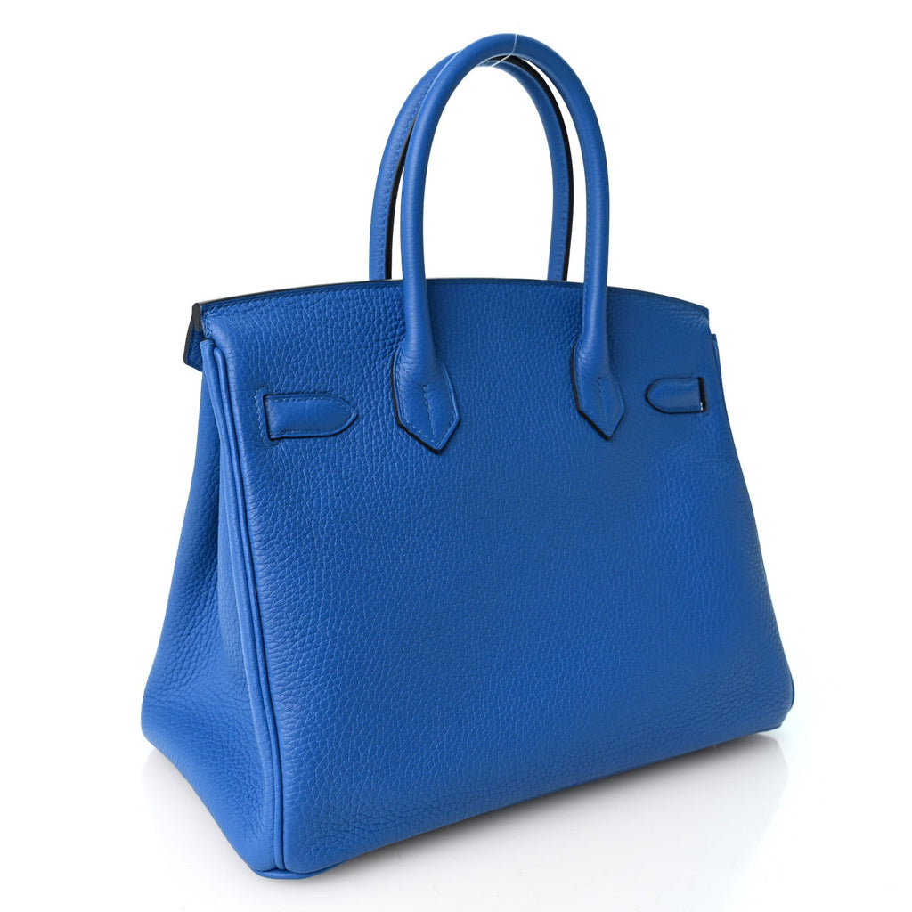Hermes Taurillon Clemence Verso Birkin 30 Bleu Zellige Bleu Paradis