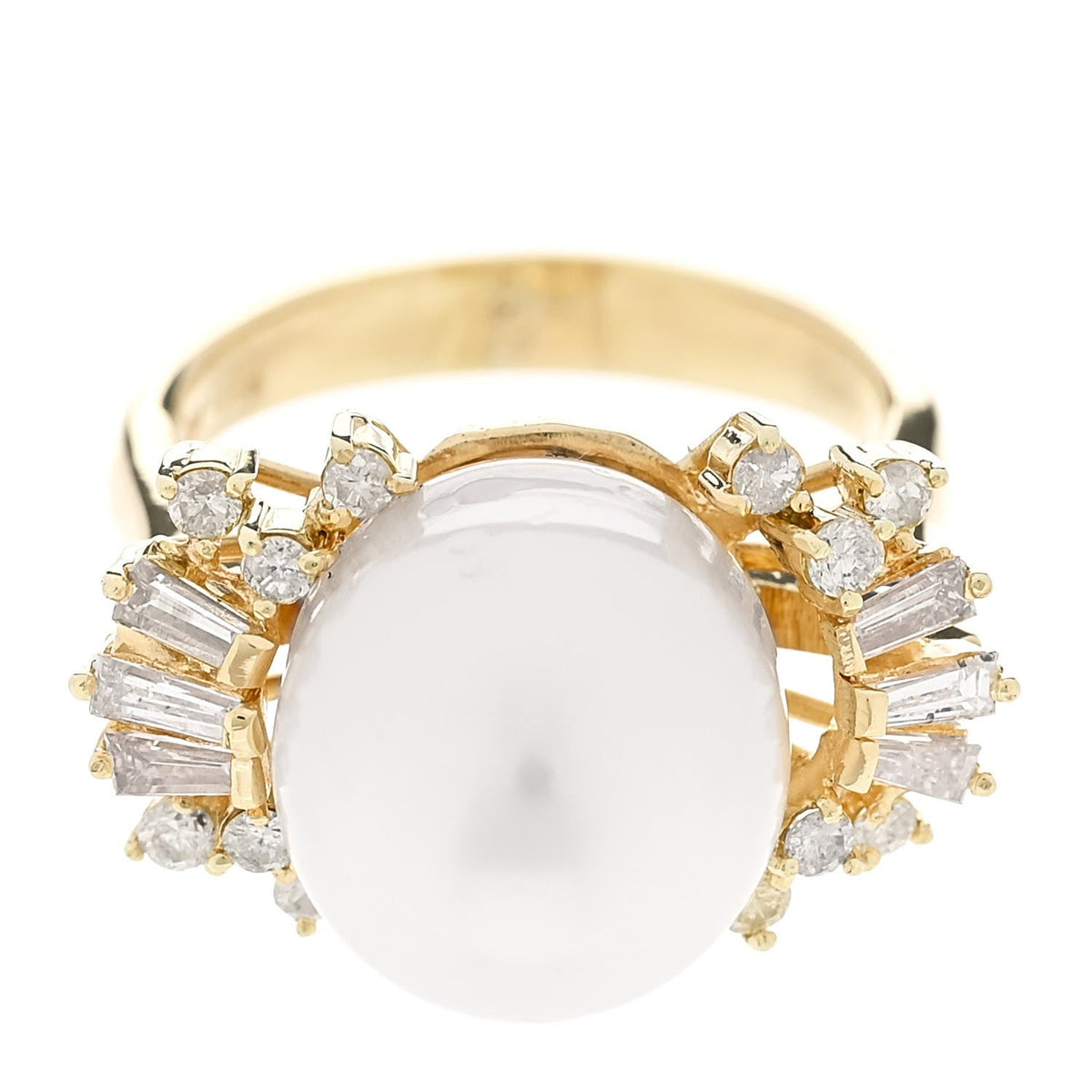 Parker & West by FASHIONPHILE14K Yellow Gold Diamond Cultured Pearl Cocktail Ring 46 3.75