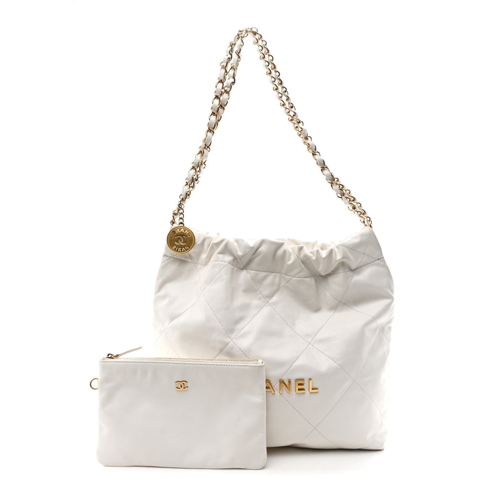 Chanel Shiny Calfskin Quilted Small 22 White
