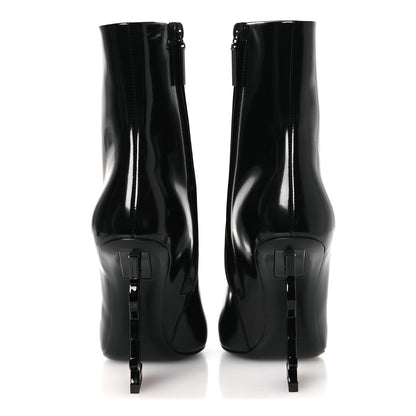 Saint Laurent Glazed Calfskin Women's Opyum Ankle Boots 36 Black
