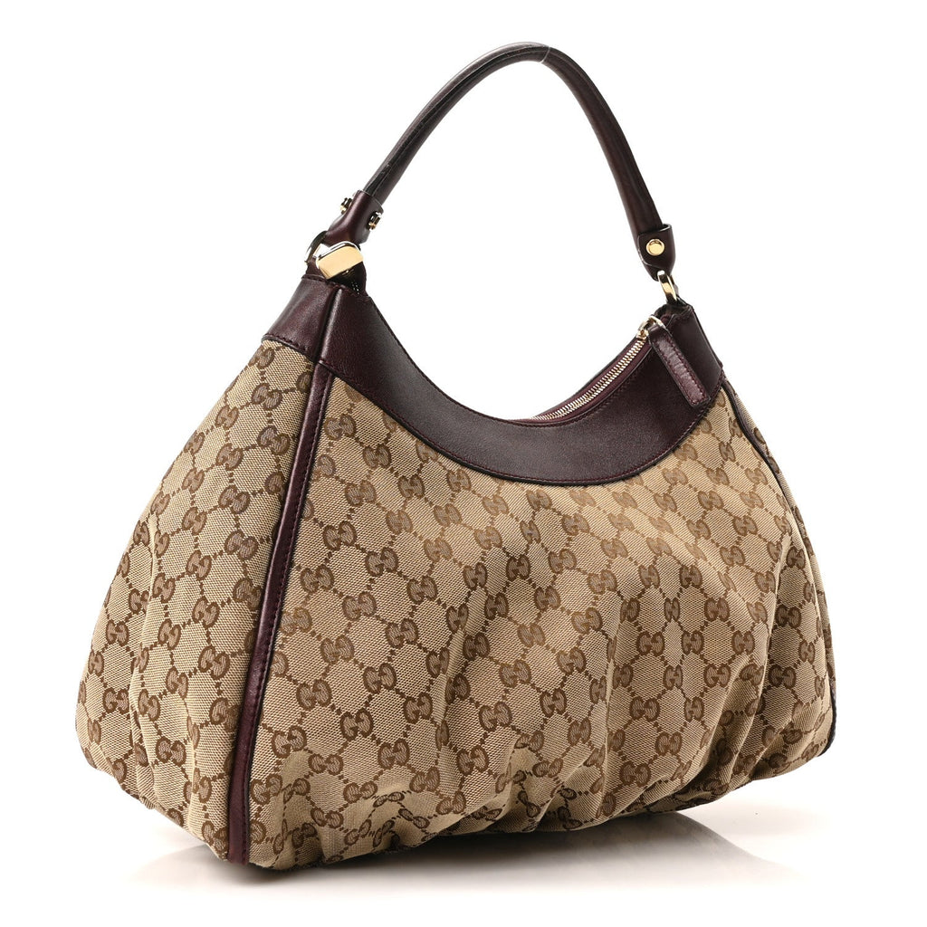 Gucci Metallic Monogram Large D Gold Hobo Purple