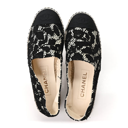 Chanel Lace Women's CC Espadrilles Flats 36 Black