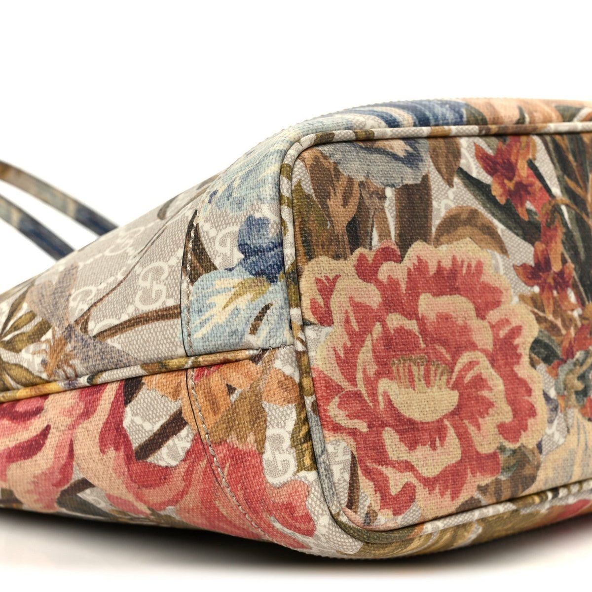 Gucci GG Supreme Monogram Flora Small Ophidia Tote Beige White