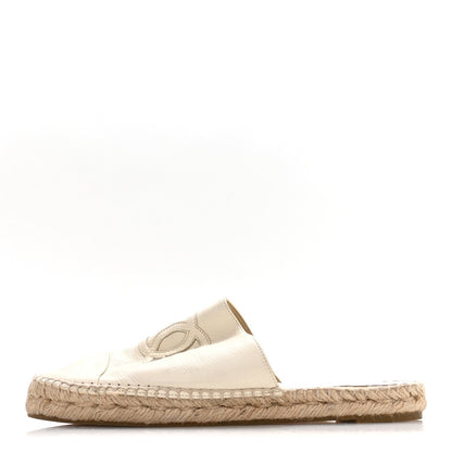 Chanel Calfskin Women's CC Espadrille Mules 40 Ivory
