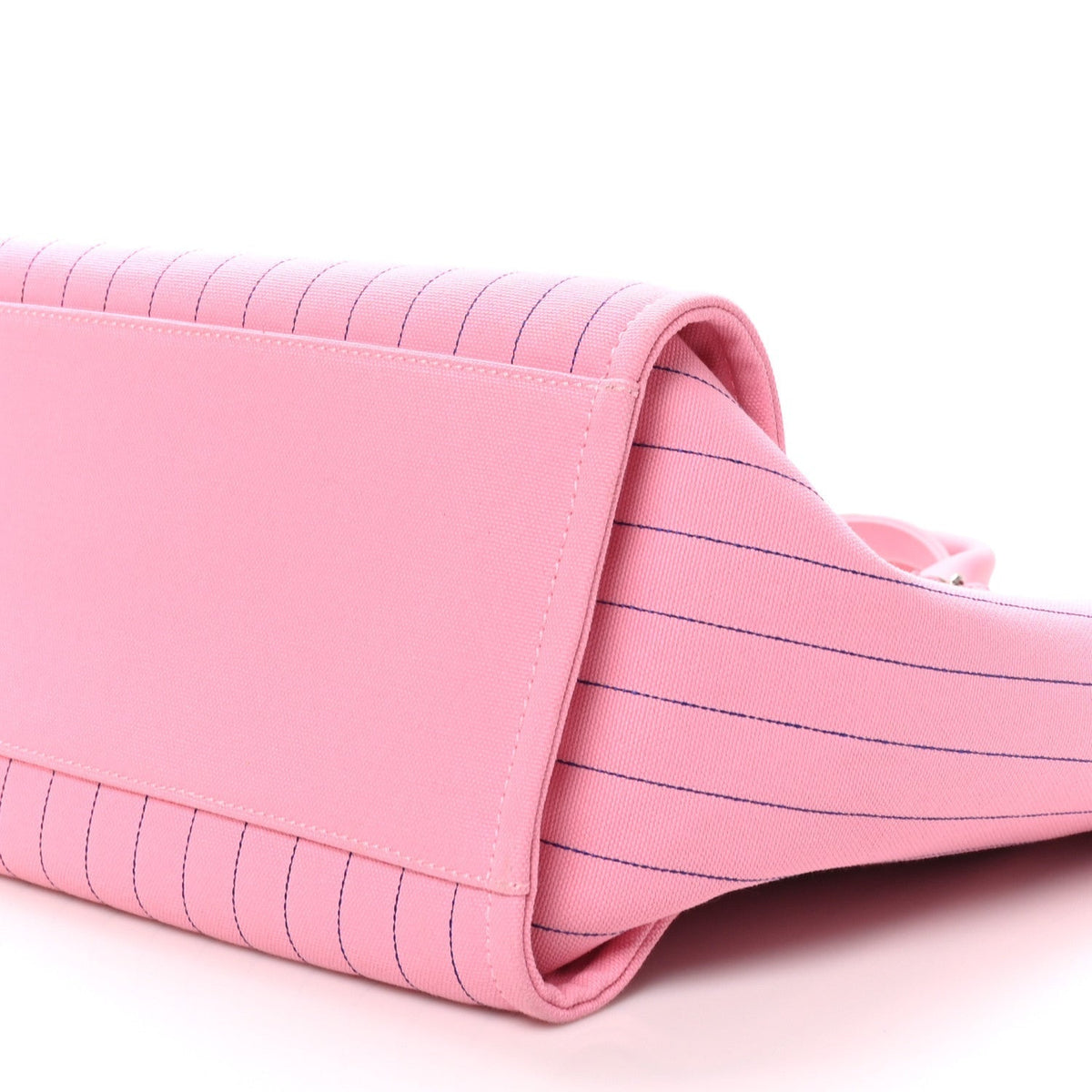 Chanel Canvas Calfskin Striped Large Deauville Tote Pink Blue