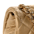 Chanel Metallic Calfskin Quilted Small XXL Travel Flap Bag Gold