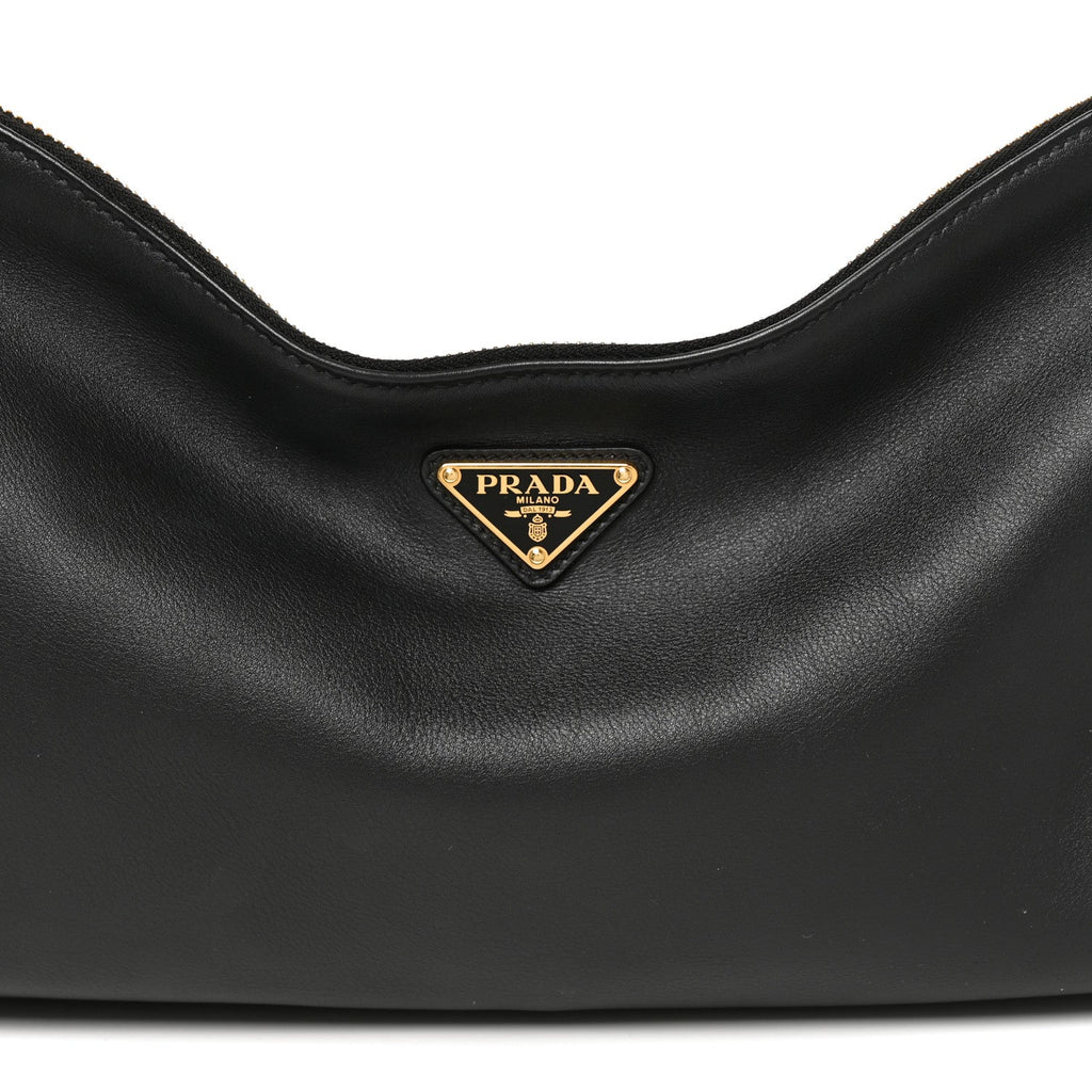 Prada Soft Calfskin Large Aimée Shoulder Bag Black