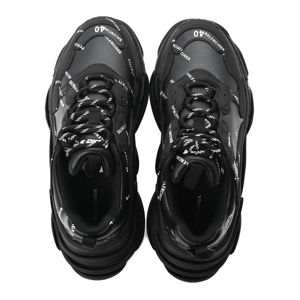 Balenciaga Technical Fabric Men's Triple S Sneakers 40 Black White