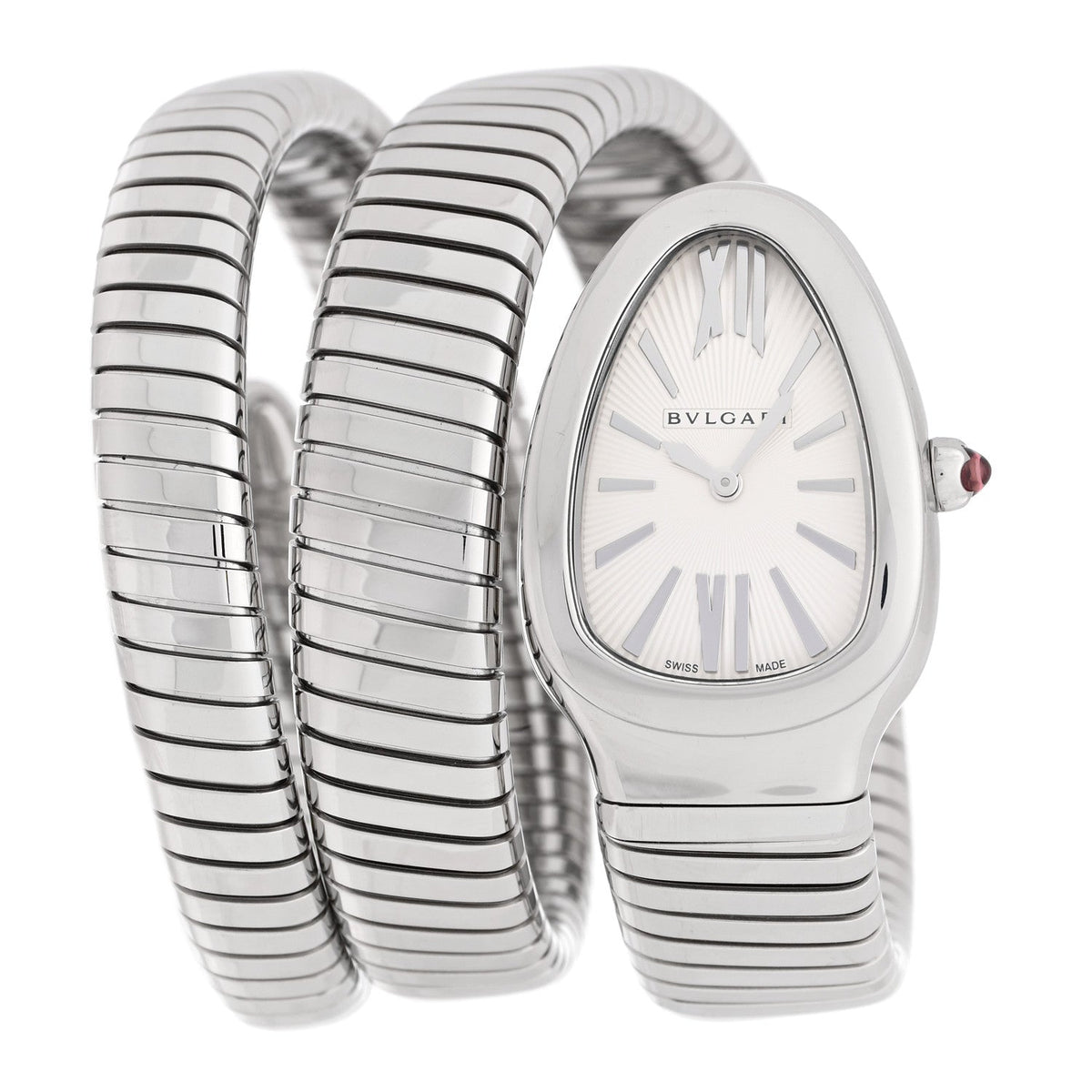 Bulgari Stainless Steel 35mm Serpenti Tubogas Quartz Watch Silver