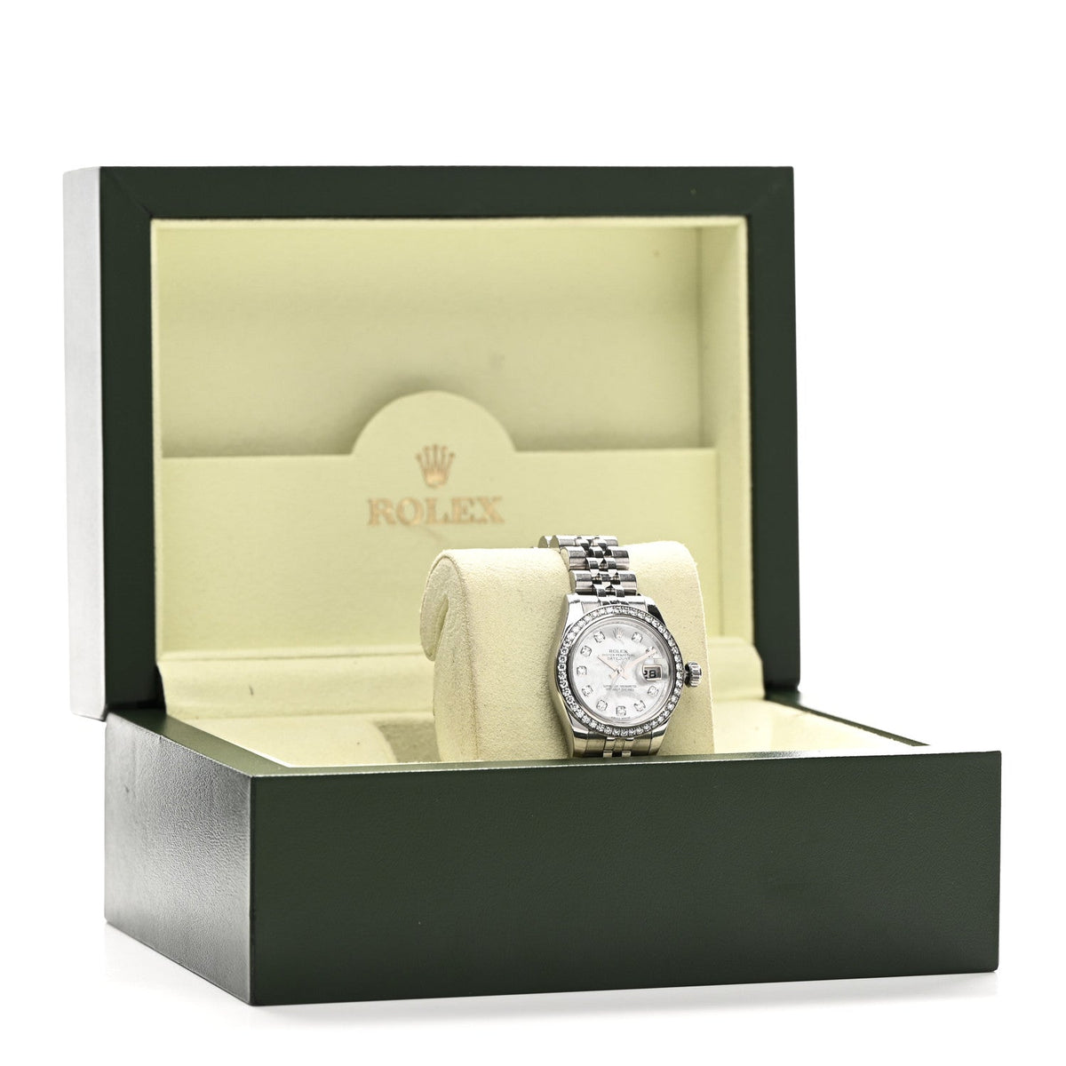 Rolex Stainless Steel 18K White Gold Diamond 26mm Datejust Watch 179384