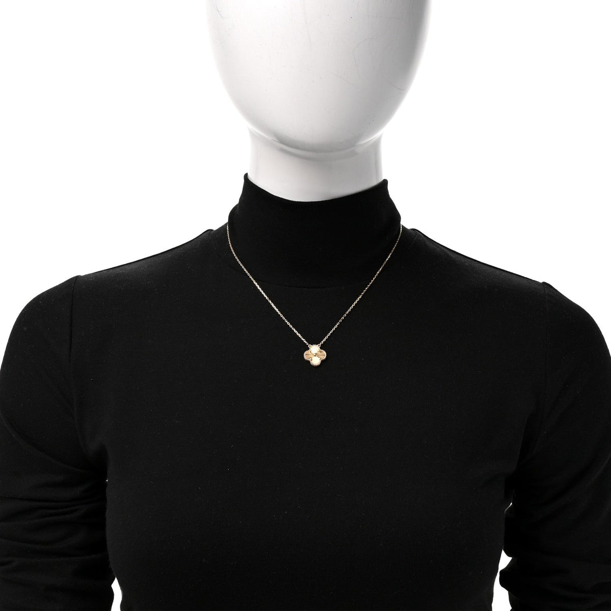 18K Yellow Gold Guilloché Vintage Alhambra Pendant Necklace