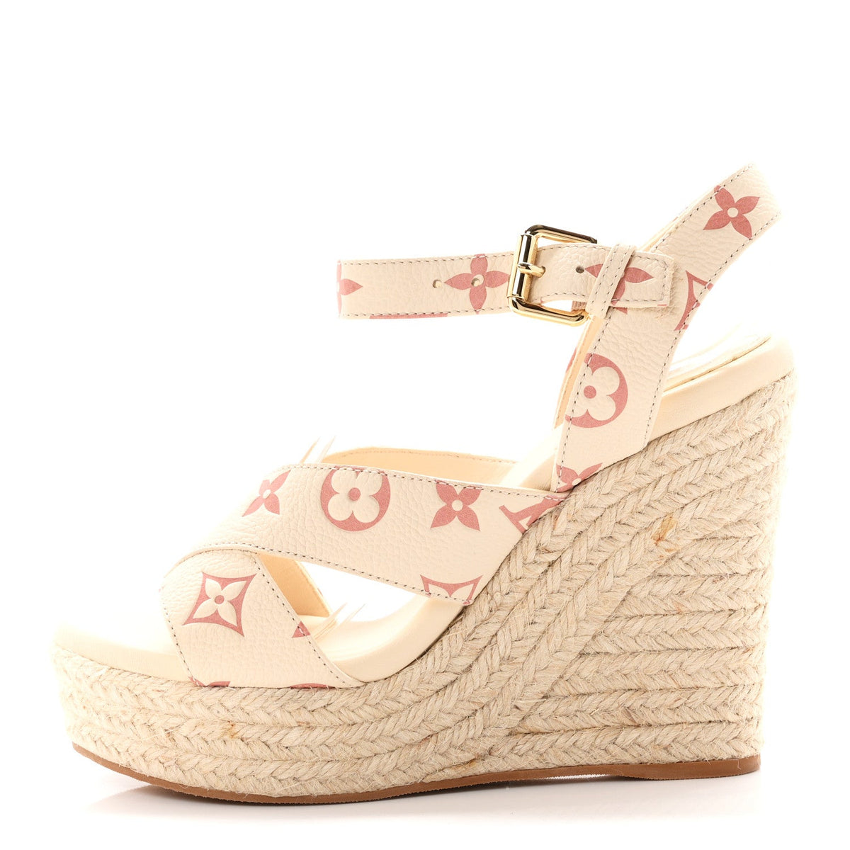 Empreinte Monogram Starboard Espadrille Wedge Sandals Creme Rose Trian