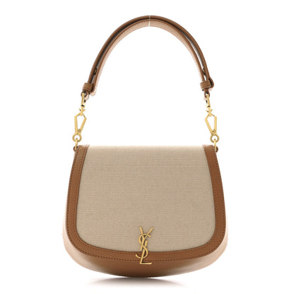 Mini Calfskin Canvas Handbag - Natural