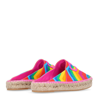 Valentino Garavani Canvas Raffia Chevron Print 1973 Women's Espadrille Flats Multicolor