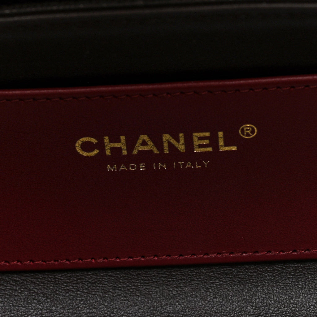 Chanel Shiny Caviar Preppy Coco Small Bowling Bag Black