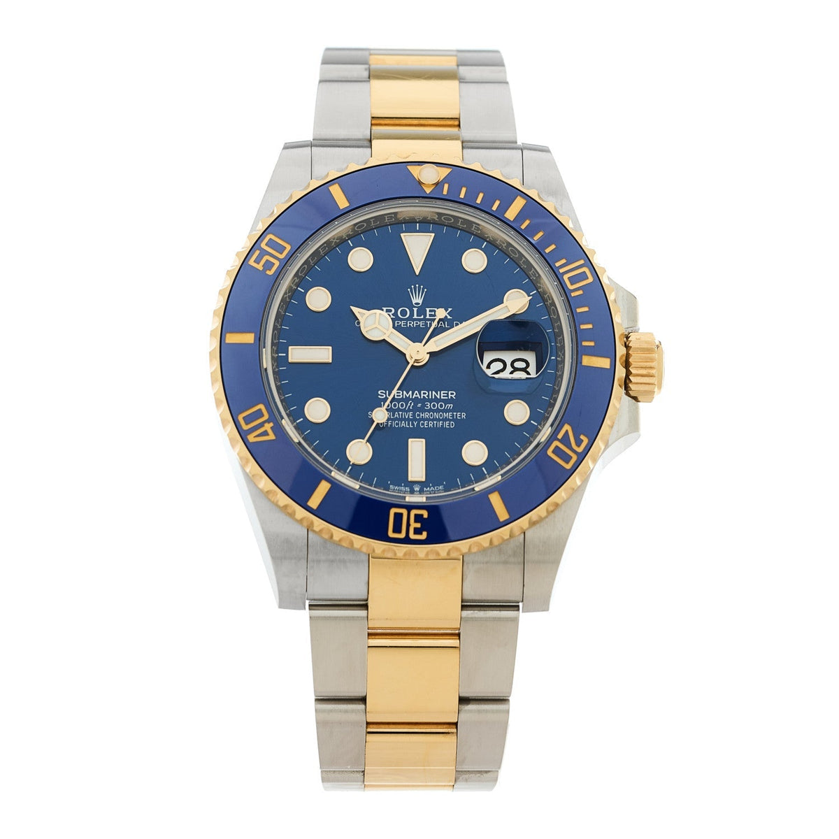 Rolex Stainless Steel 18K Yellow Gold 41mm Submariner Date Watch Royal Blue 126613LB
