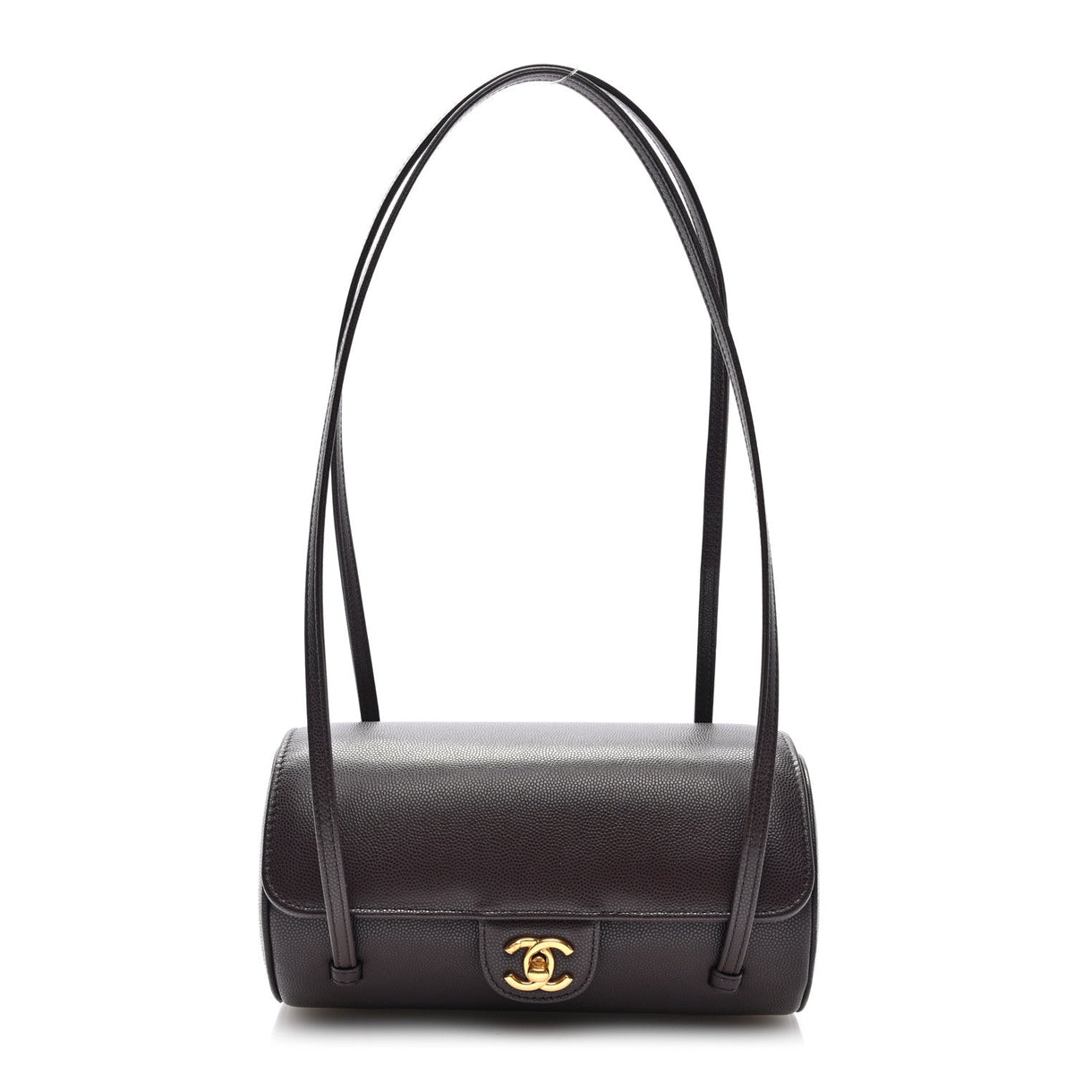 Chanel Shiny Caviar Preppy Coco Small Bowling Bag Black