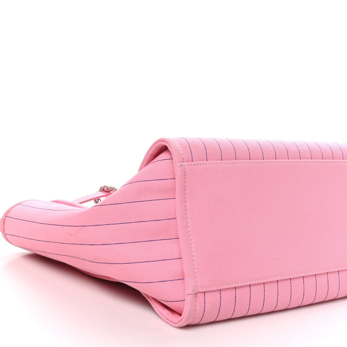 Chanel Canvas Calfskin Striped Large Deauville Tote Pink Blue
