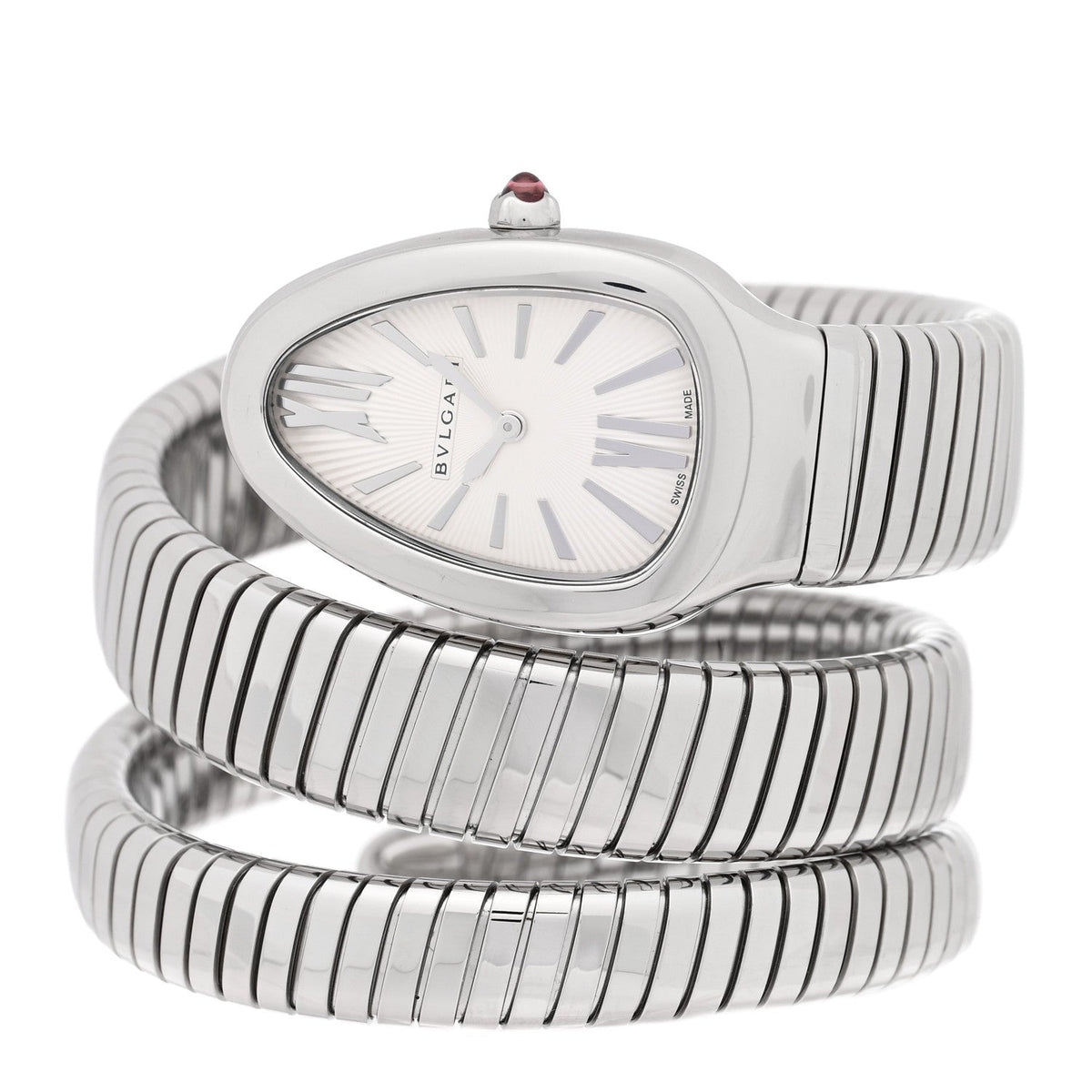 Bulgari Stainless Steel 35mm Serpenti Tubogas Quartz Watch Silver