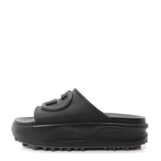 Soft Rubber Interlocking G Platform 42Mm Slide Sandals Black