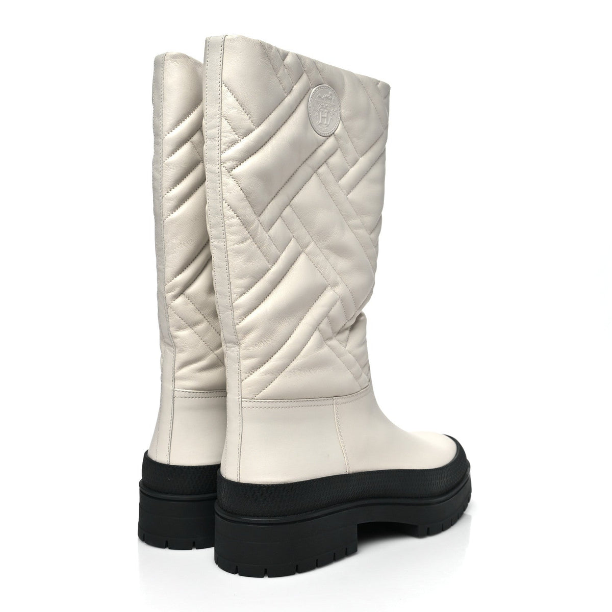 Hermes Goatskin Quilted Women's Fuji Boots 37 Black