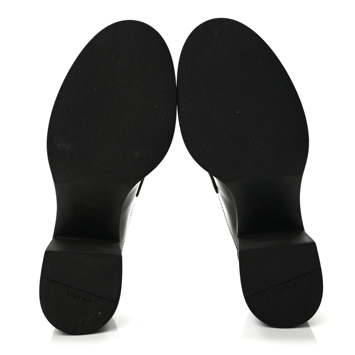 Prada Spazzolato Women's Triangle Logo Platform Loafer Mules 38.5 Black