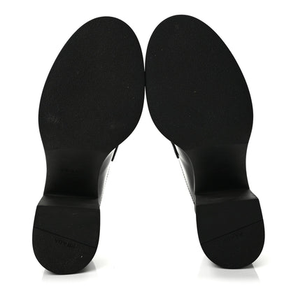 Prada Spazzolato Women's Triangle Logo Platform Loafer Mules 38.5 Black