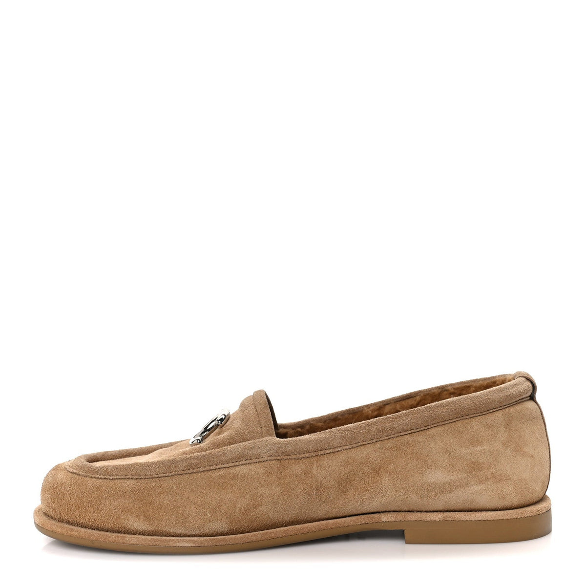 Suede Calfskin CC Loafers Dark Beige