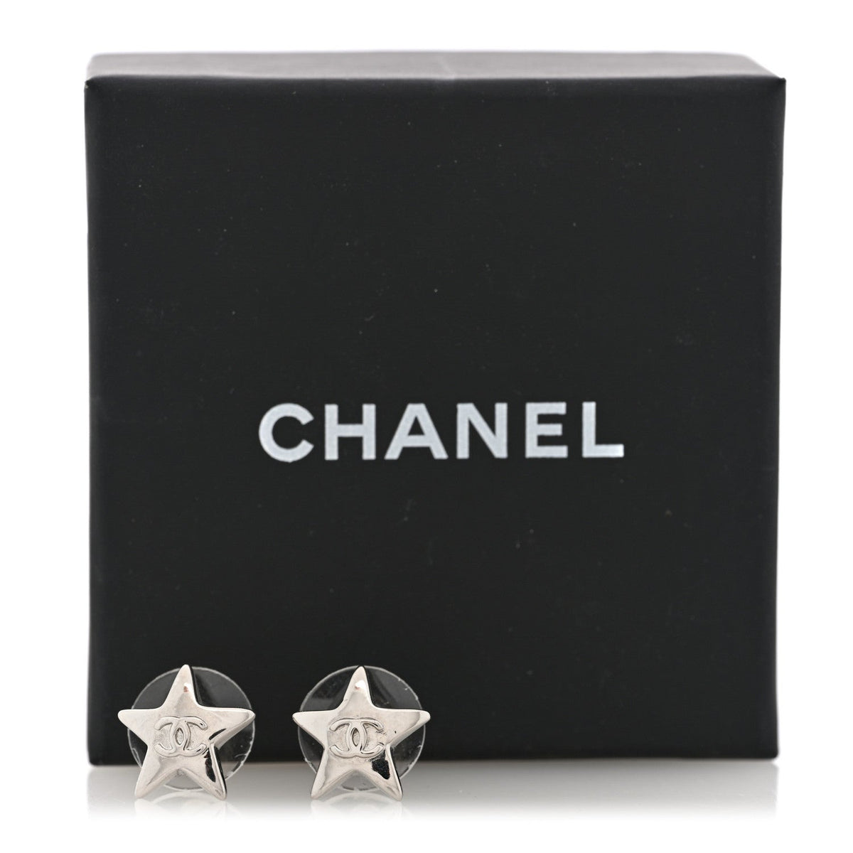 Metal CC Star Earrings Silver