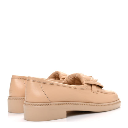 Chanel Lambskin Quilted CC Turnlock Beige Women's Moccasins