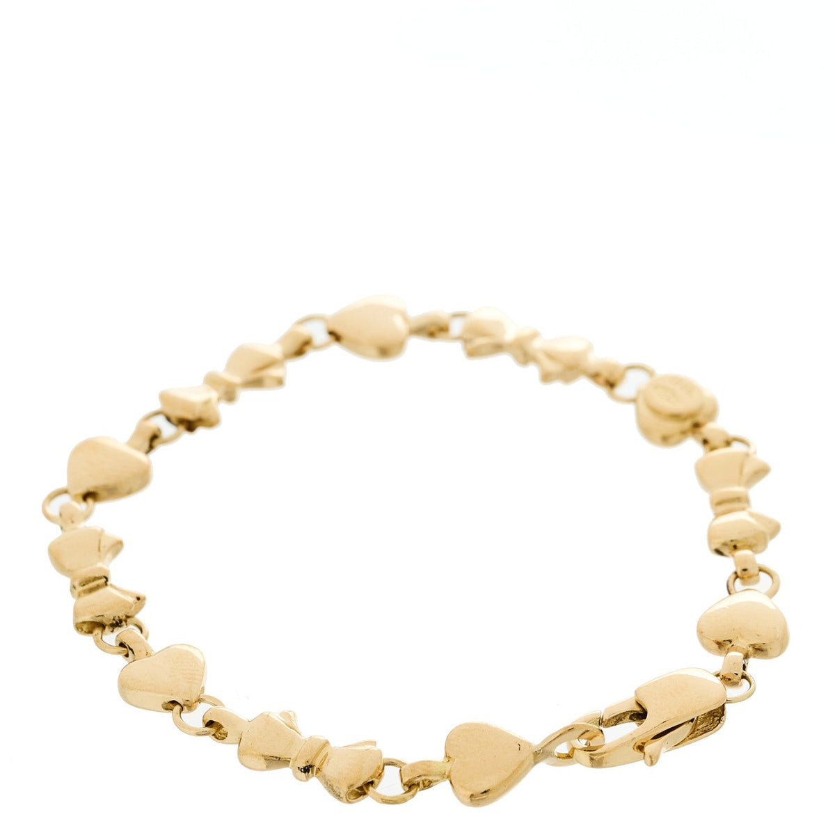 18K Yellow Gold Heart Bow Bracelet