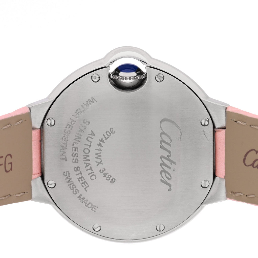 Cartier Stainless Steel Alligator 33mm Ballon Bleu Watch Pink
